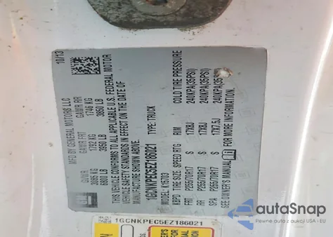 2014 Chevrolet Silverado K1500 z USA, uszkodzony, nr VIN 1GCNKPEC5EZ186021